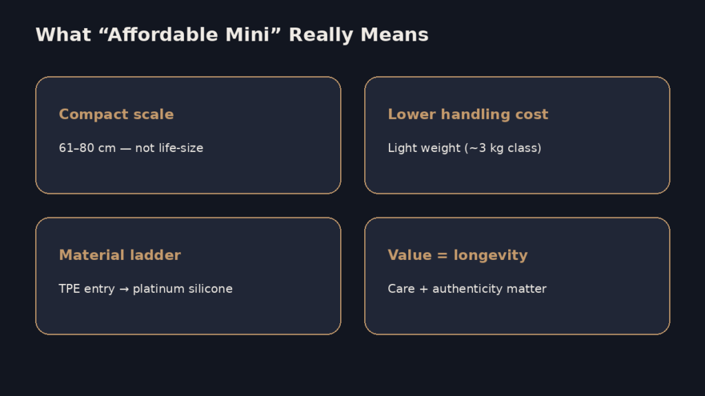 Infographic explaining what affordable mini sex dolls mean for collectors