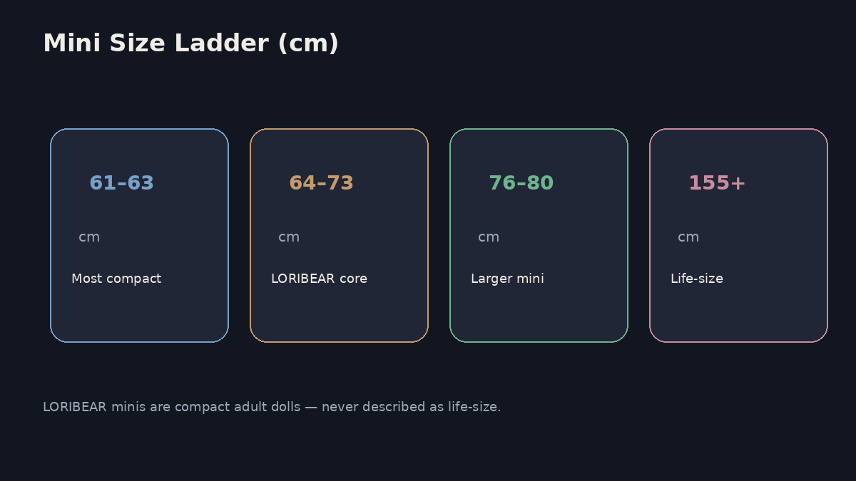 Size ladder diagram for affordable mini sex dolls versus life-size