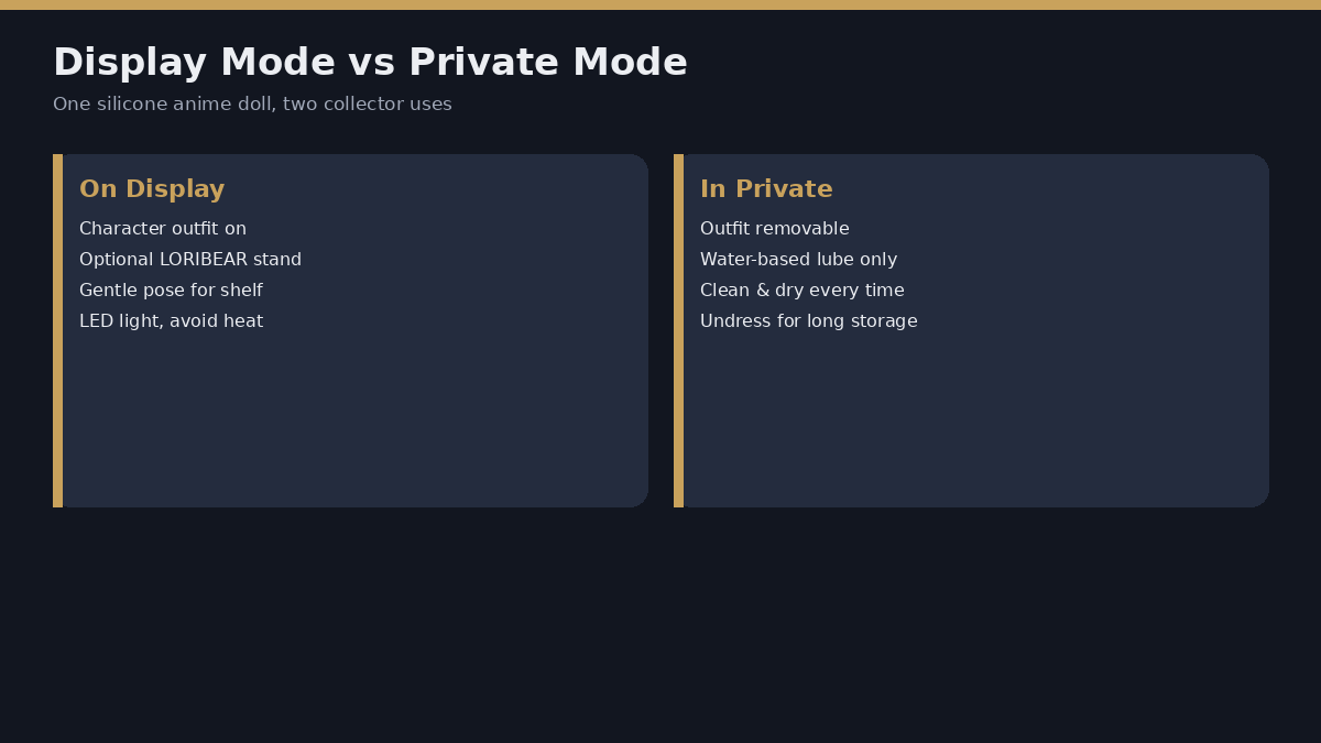 Display mode versus private use mode for anime silicone sex doll