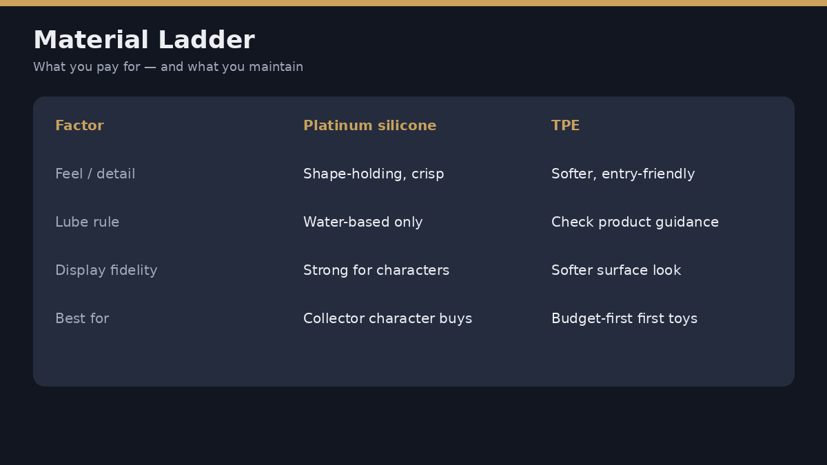 Platinum silicone versus TPE material ladder for anime sex dolls