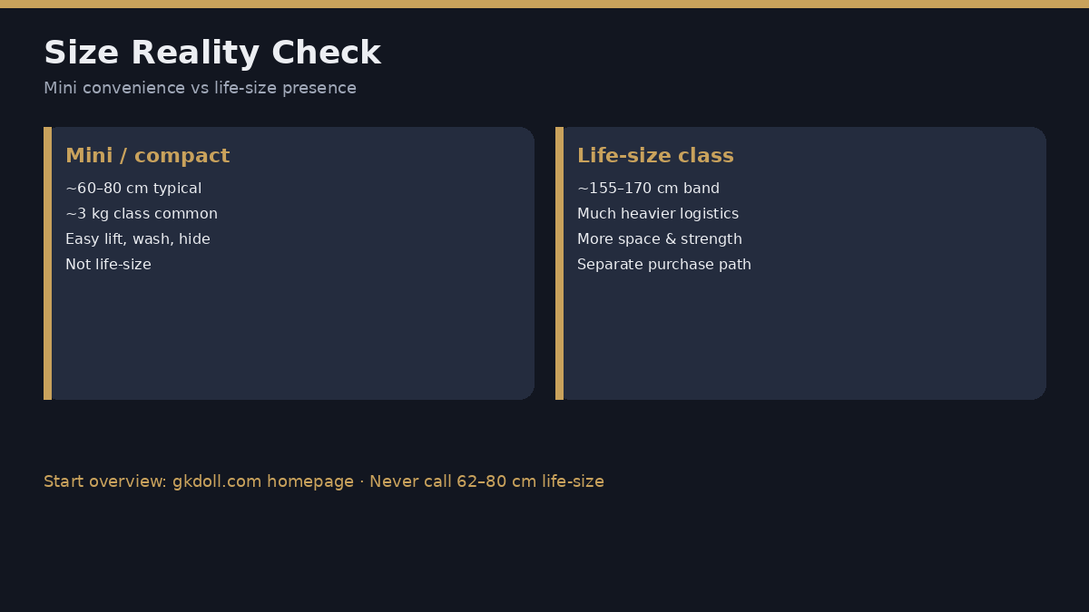 Mini sex doll size reality check versus life-size class