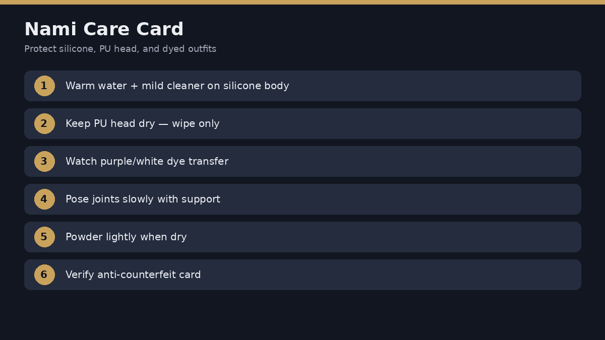 Care tips card for Nami LORIBEAR sex doll owners